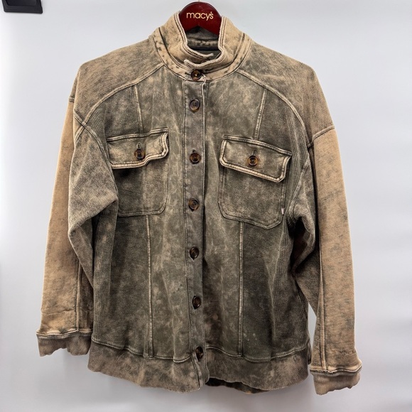 Anthropology Pilcro Olive Green Distressed Jacket L - Picture 2 of 12
